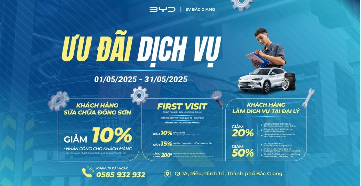 BYD EV Bắc Giang Tưng Bừng Khuyến Mại Dịch Vụ Tháng 5